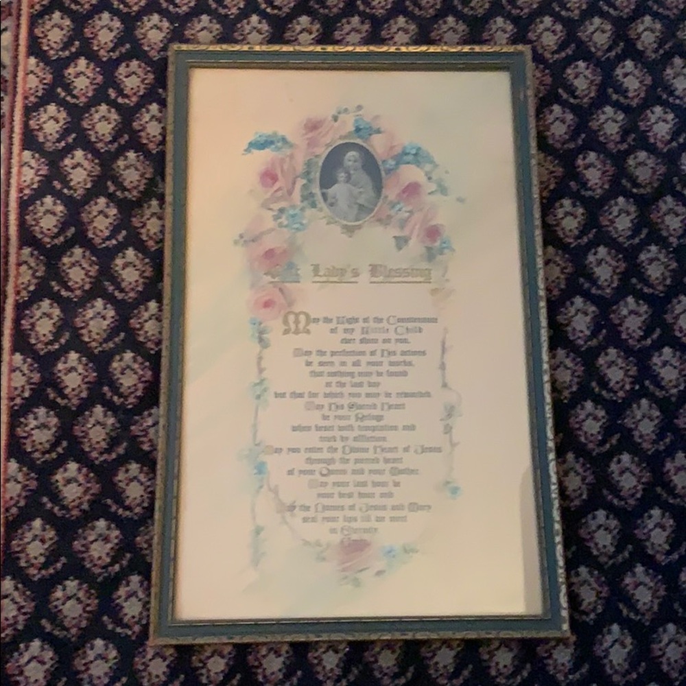 VINTAGE RELIGIOUS PRINT BLESSING OF SACREDHEART